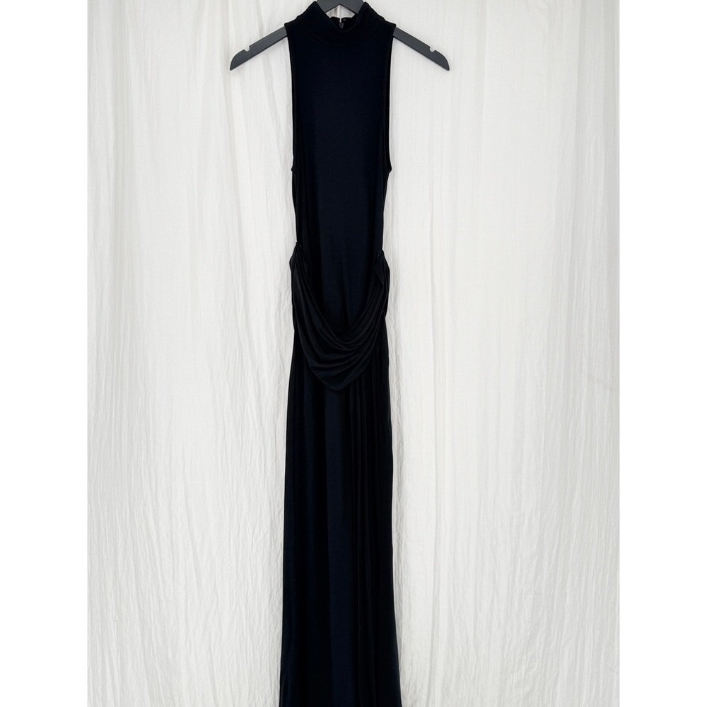 Helsa Ophelia Draped High Slit Maxi Dress Black NWOT Small - Picture 2 of 12